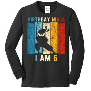 6th Birthday Ninja 6 Year Old Birthday Kids Long Sleeve Shirt