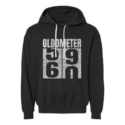 60th Birthday Oldometer 59-60 Vintage Funny Gifts M.e.n WoM.e.n Garment-Dyed Fleece Hoodie