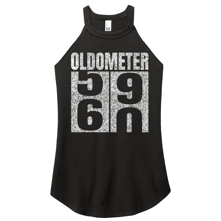 60th Birthday Oldometer 59-60 Vintage Funny Gifts M.e.n WoM.e.n Women's Perfect Tri Rocker Tank