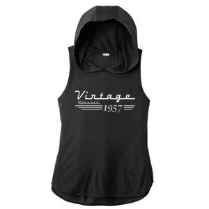 65th Birthday Present Gift Born in 1957 Birthday Ladies PosiCharge Tri-Blend Wicking Draft Hoodie Tank