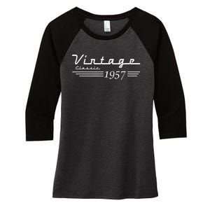 65th Birthday Present Gift Born in 1957 Birthday Women's Tri-Blend 3/4-Sleeve Raglan Shirt