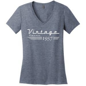 65th Birthday Present Gift Born in 1957 Birthday Women's V-Neck T-Shirt