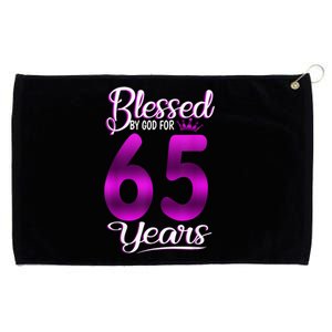 65th Birthday Present Gifts Blessed by God for 65 Years Old Crown Grommeted Golf Towel