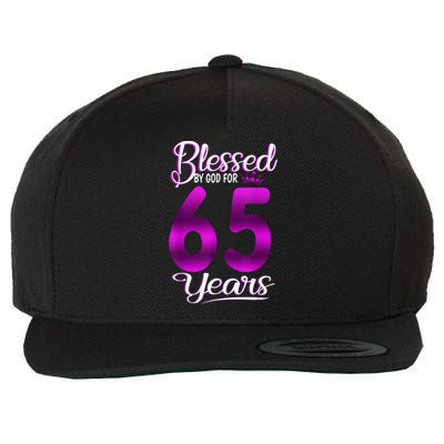 65th Birthday Present Gifts Blessed by God for 65 Years Old Crown Wool Snapback Cap