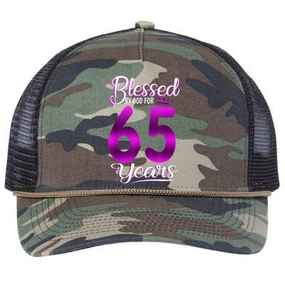 65th Birthday Present Gifts Blessed by God for 65 Years Old Crown Retro Rope Trucker Hat Cap