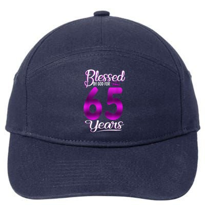 65th Birthday Present Gifts Blessed by God for 65 Years Old Crown 7-Panel Snapback Hat