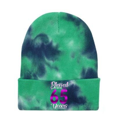 65th Birthday Present Gifts Blessed by God for 65 Years Old Crown Tie Dye 12in Knit Beanie