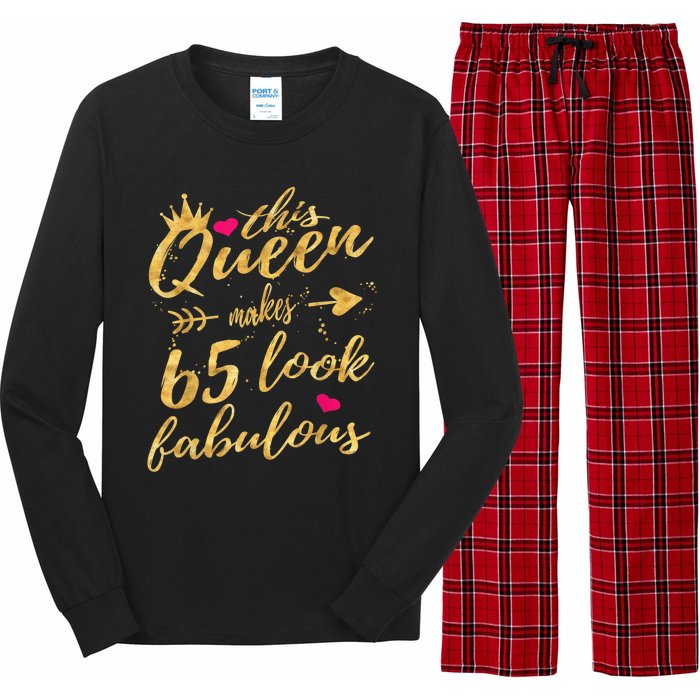 65th Birthday Party Gifts 65 Year Old Wo Queen Long Sleeve Pajama Set