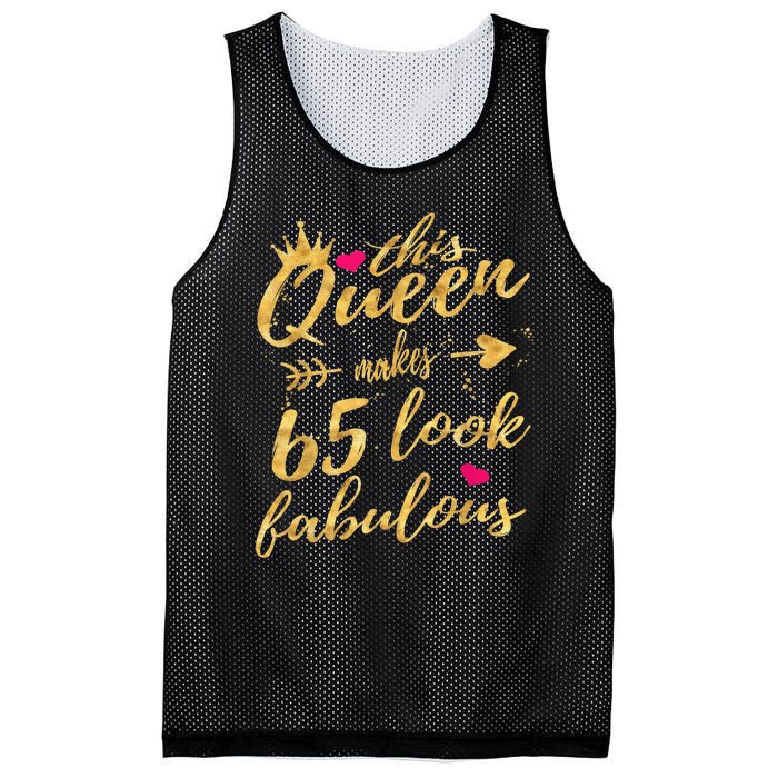 65th Birthday Party Gifts 65 Year Old Wo Queen Mesh Reversible Basketball Jersey Tank