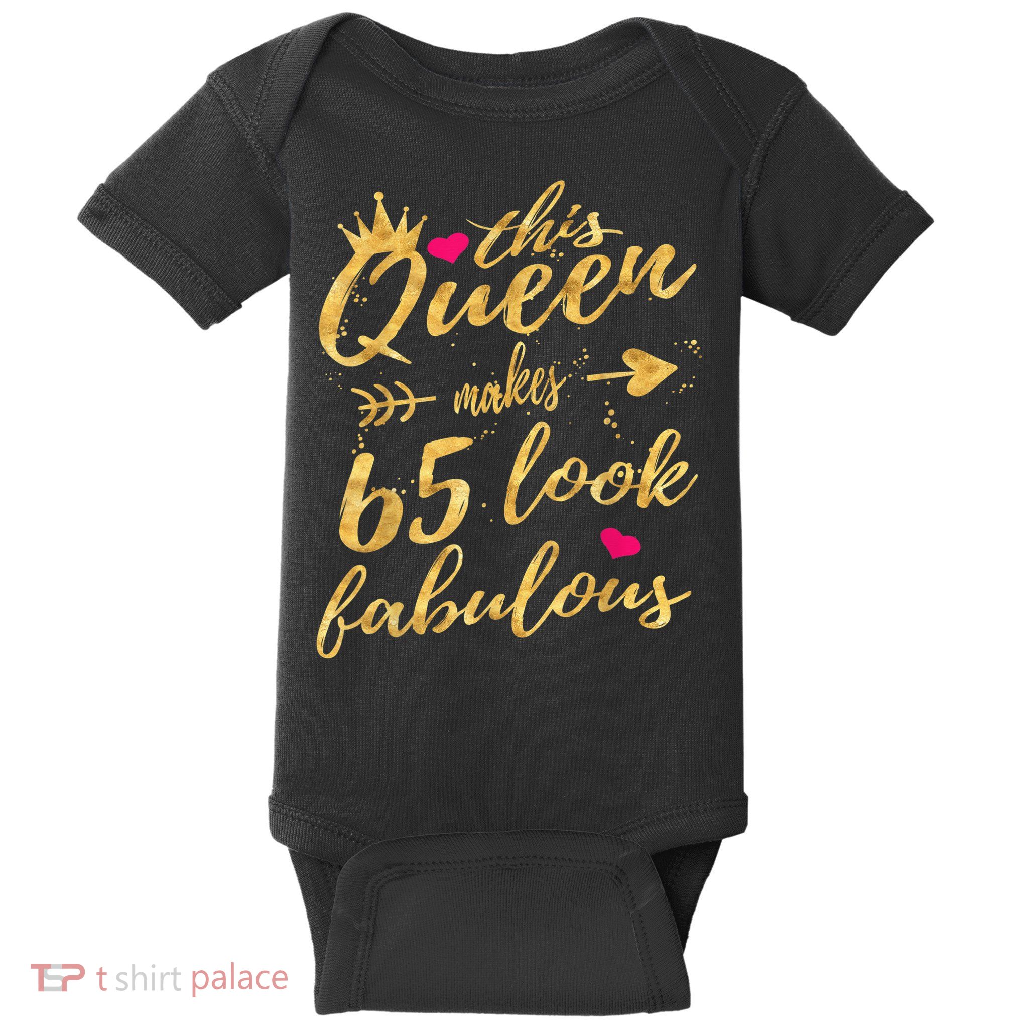 65th Birthday Party Gifts 65 Year Old Wo Queen Baby Bodysuit