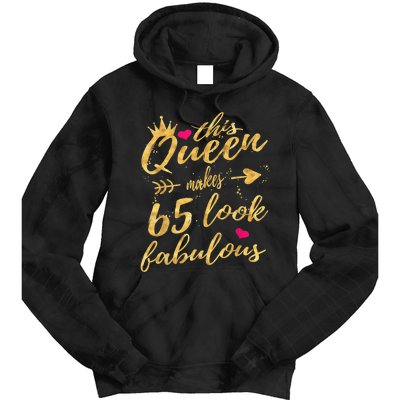 65th Birthday Party Gifts 65 Year Old Wo Queen Tie Dye Hoodie