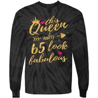 65th Birthday Party Gifts 65 Year Old Wo Queen Tie-Dye Long Sleeve Shirt