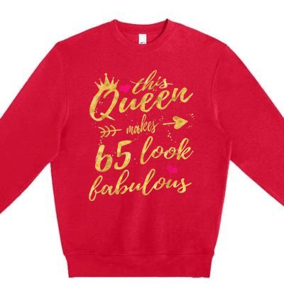 65th Birthday Party Gifts 65 Year Old Wo Queen Premium Crewneck Sweatshirt