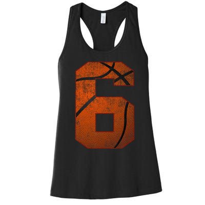 6th Birthday Party Six 6 Year Old Basketball Bday Boy Women's Racerback Tank