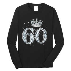 60th Birthday Queen diamond crown 60 Year Old Gifts Long Sleeve Shirt