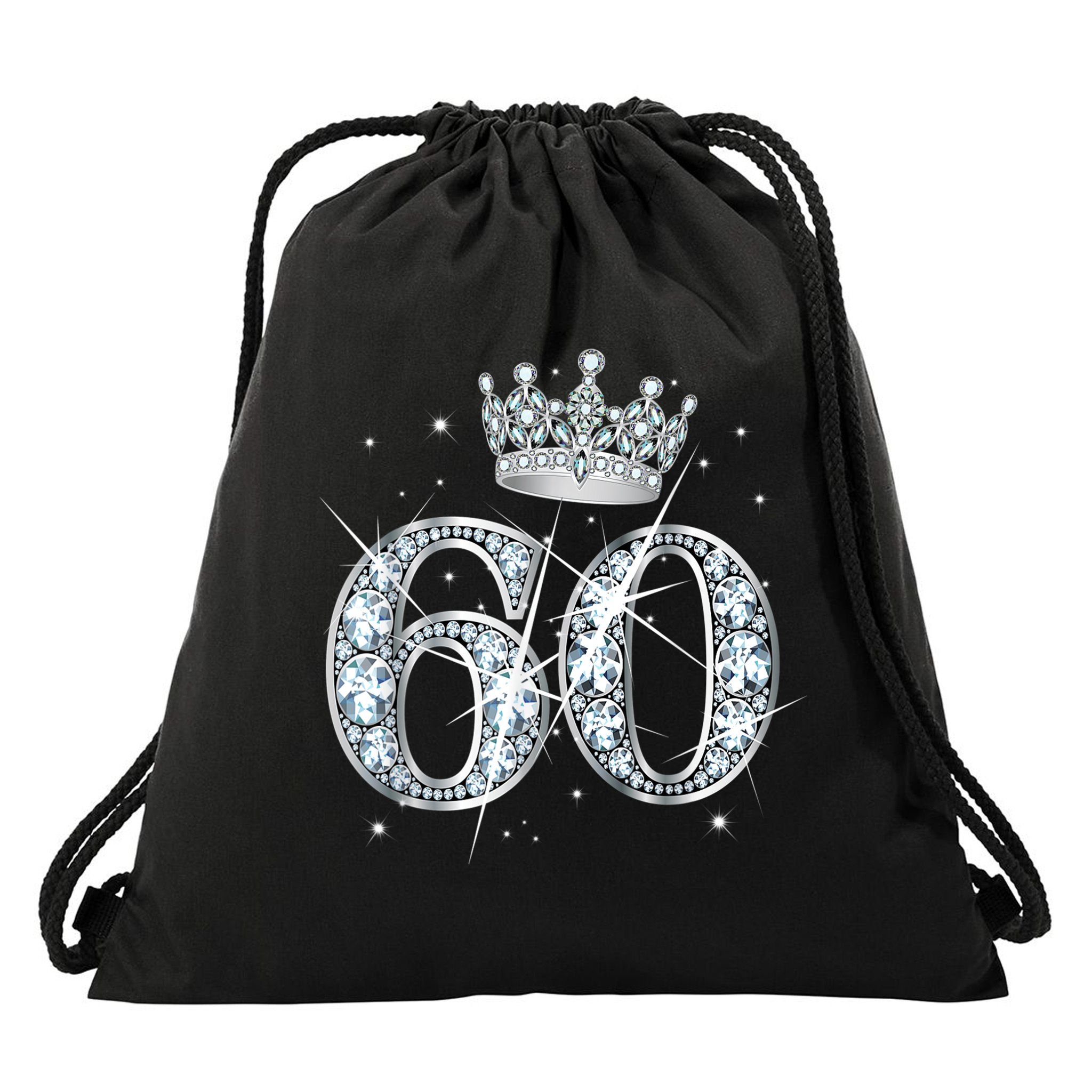 60th Birthday Queen Wo diamond crown 60 Year Old Gifts Drawstring Bag