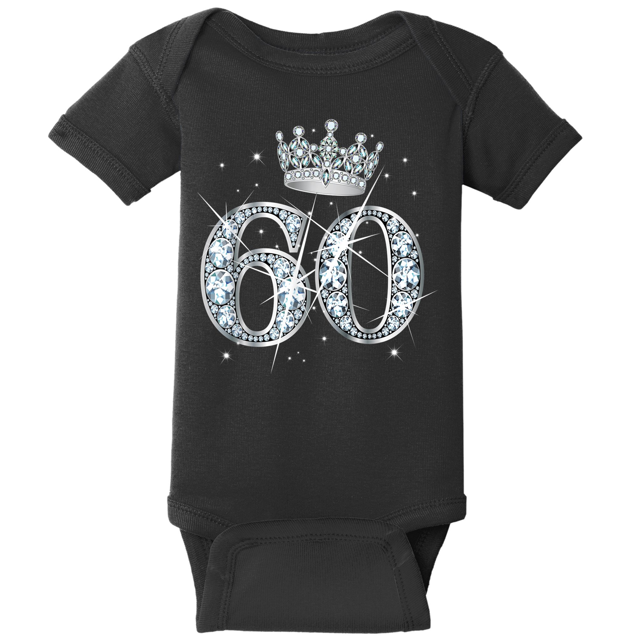 60th Birthday Queen Wo diamond crown 60 Year Old Gifts Baby Bodysuit