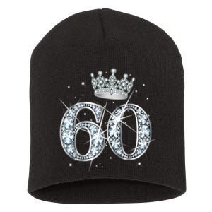 60th Birthday Queen Wo diamond crown 60 Year Old Gifts Short Acrylic Beanie