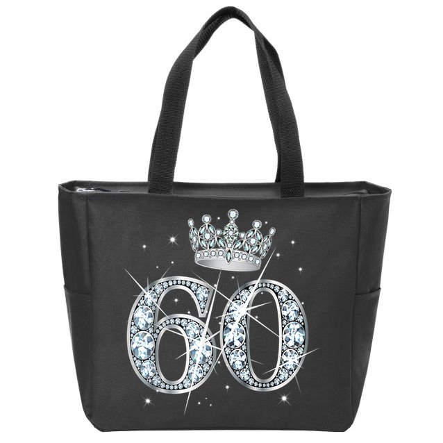 60th Birthday Queen Wo diamond crown 60 Year Old Gifts Zip Tote Bag