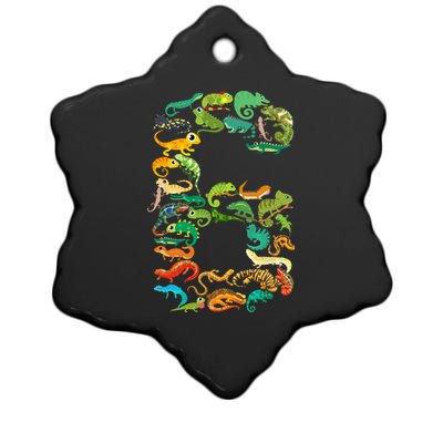 6th Birthday Reptiles Lizards Theme 6 Year Old Ceramic Star Ornament