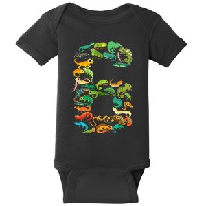 6th Birthday Reptiles Lizards Theme 6 Year Old Baby Bodysuit