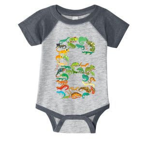 6th Birthday Reptiles Lizards Theme 6 Year Old Infant Baby Jersey Bodysuit