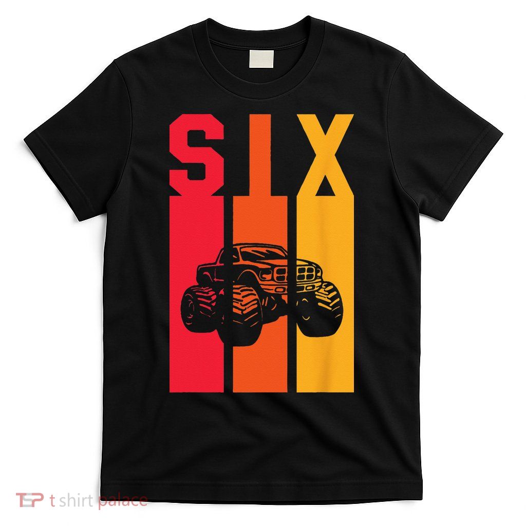 6th Birthday Retro Monster Truck 6 Years Old T-Shirt