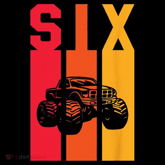 6th Birthday Retro Monster Truck 6 Years Old T-Shirt