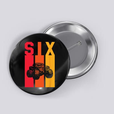 6th Birthday Retro Monster Truck 6 Years Old Button