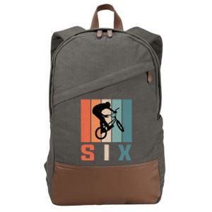 6th Birthday Retro Bmx Bicycle Bike Boy 6 Years Old Cotton Canvas Backpack