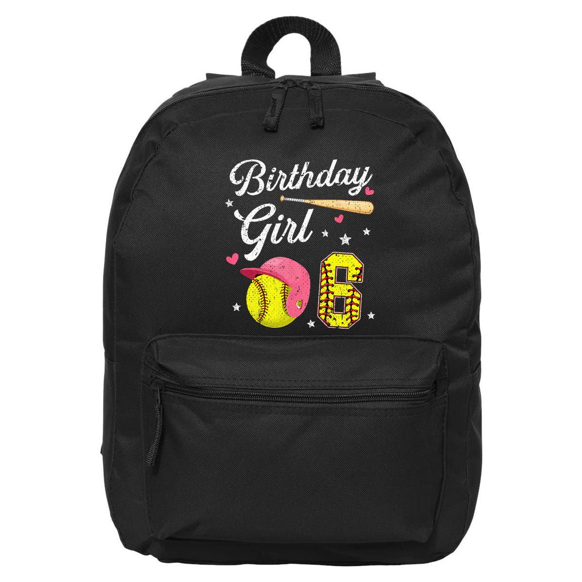 6th Birthday Softball Player Themed Six 6 Years Old 16 in Basic Backpack
