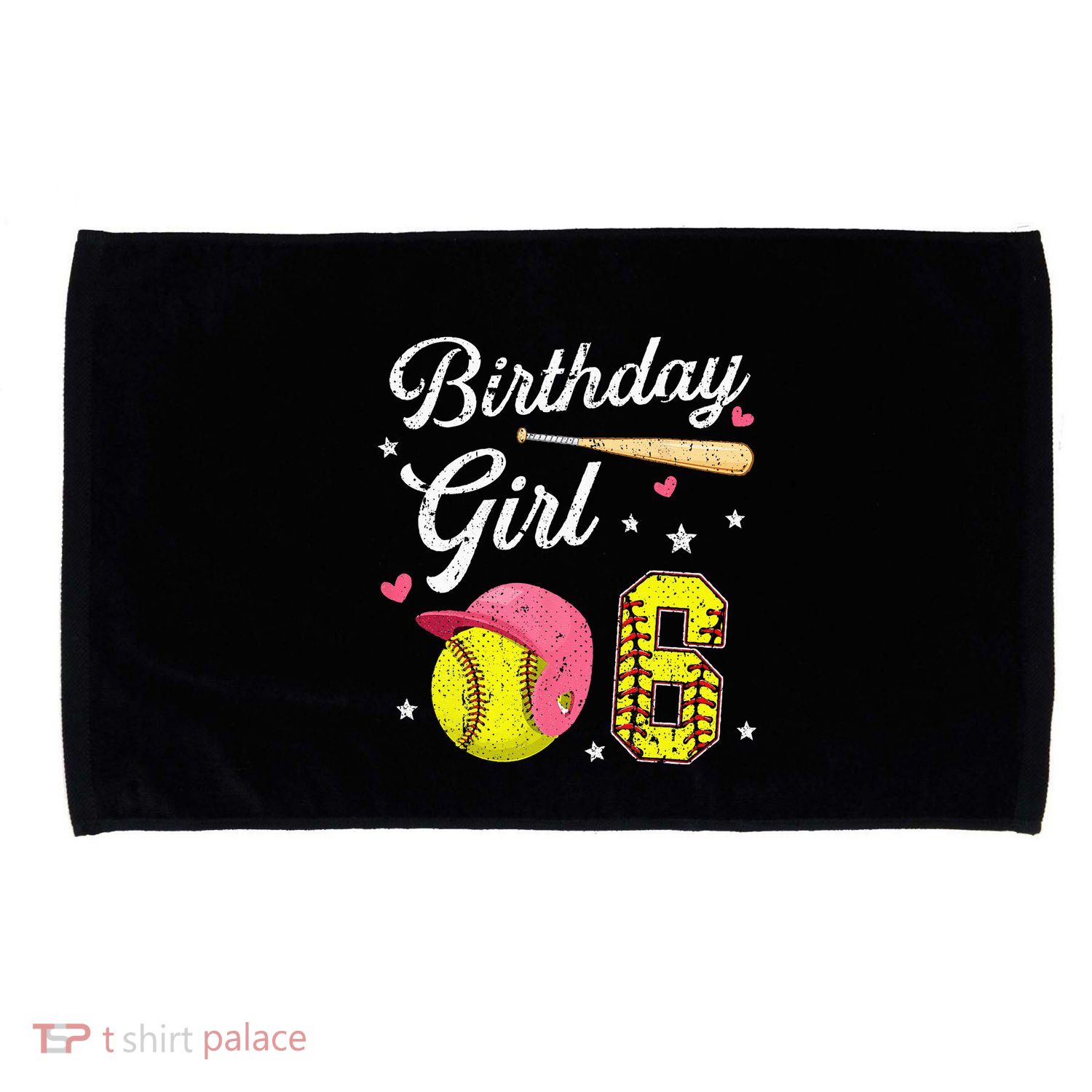 6th Birthday Softball Player Themed Six 6 Years Old Microfiber Hand Towel