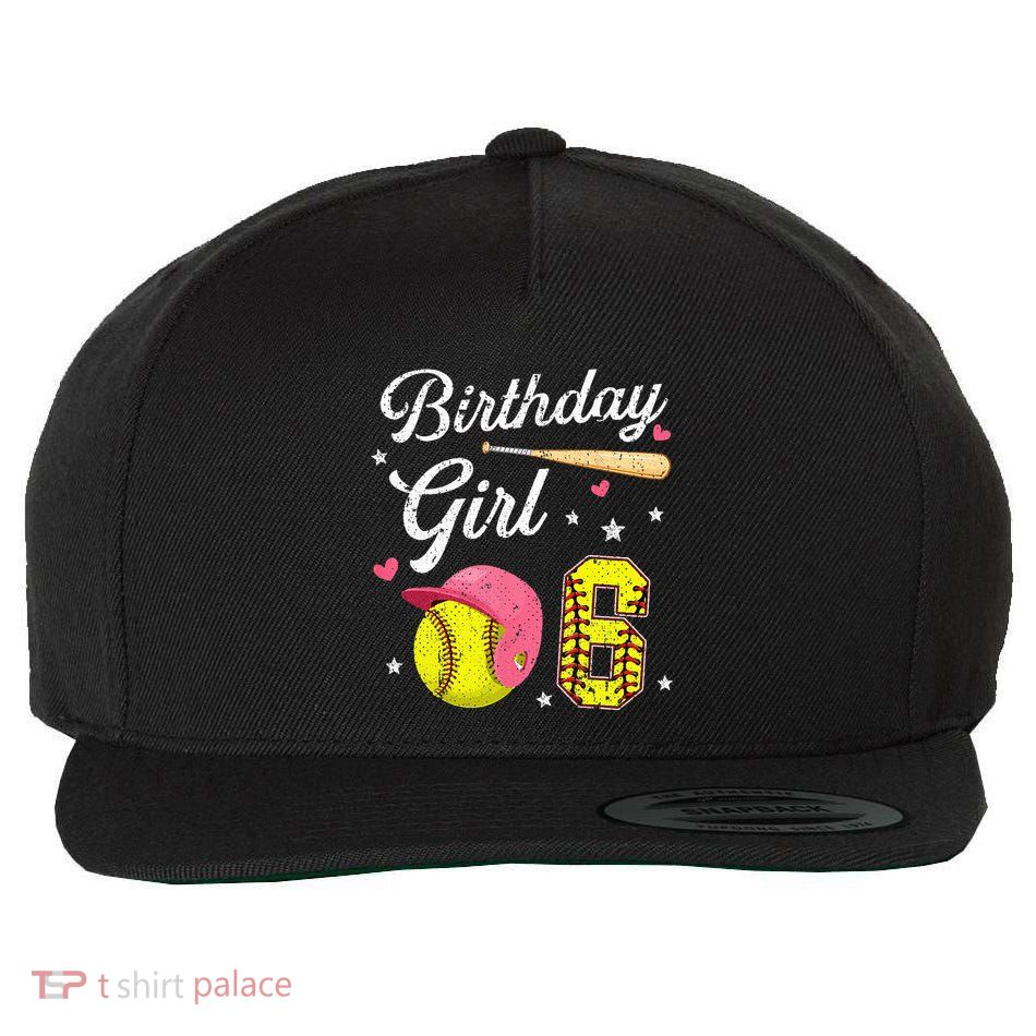6th Birthday Softball Player Themed Six 6 Years Old Wool Snapback Cap