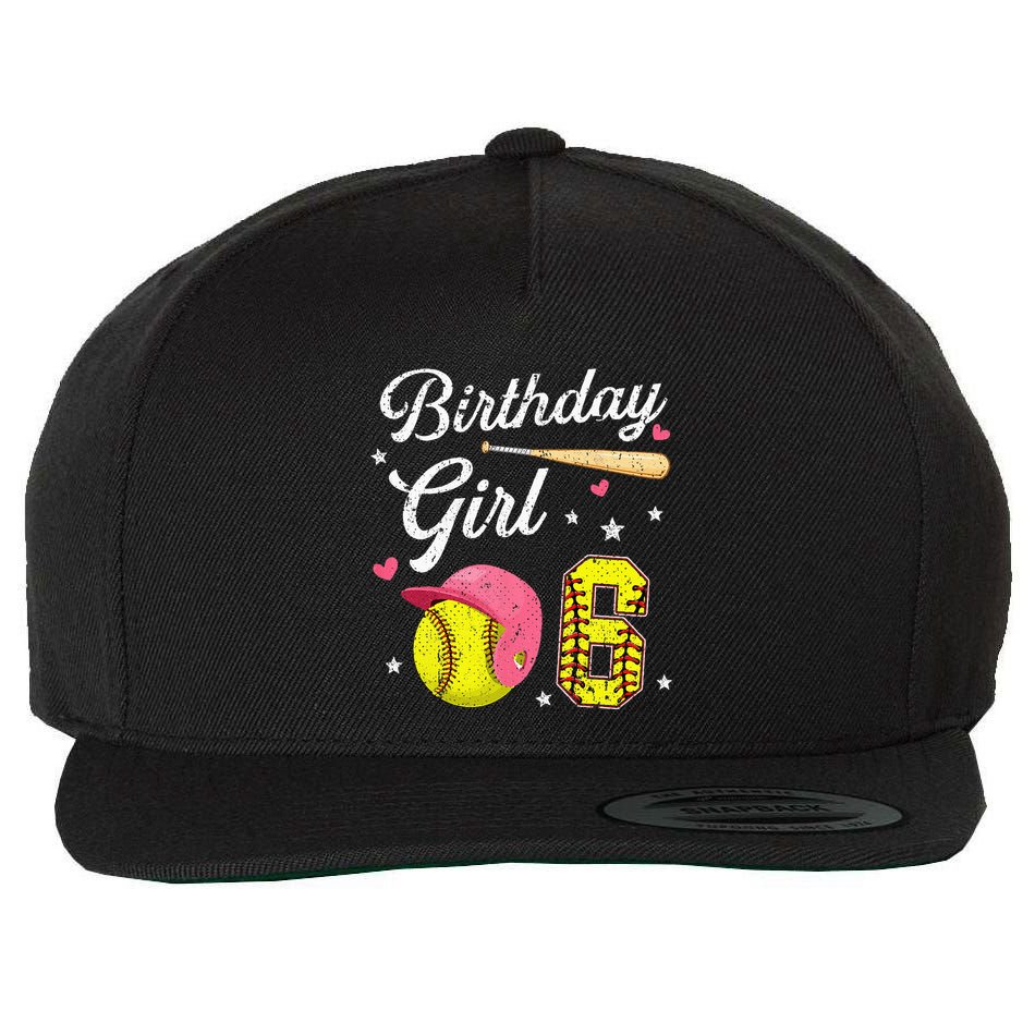 6th Birthday Softball Player Themed Six 6 Years Old Wool Snapback Cap