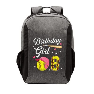 6th Birthday Softball Player Themed Six 6 Years Old Vector Backpack