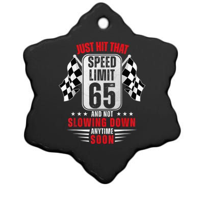 65th Birthday Speed Limit Sign 65 Years Old Funny Racing Ceramic Star Ornament