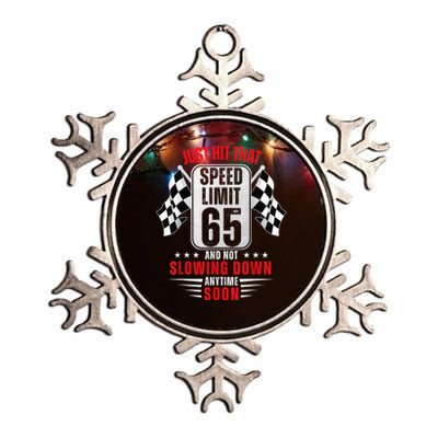 65th Birthday Speed Limit Sign 65 Years Old Funny Racing Metallic Star Ornament