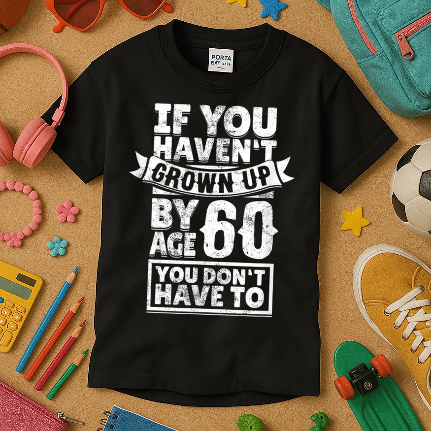60th Birthday Saying - Hilarious Age 60 Grow Up Fun Gag Gift Kids T-Shirt