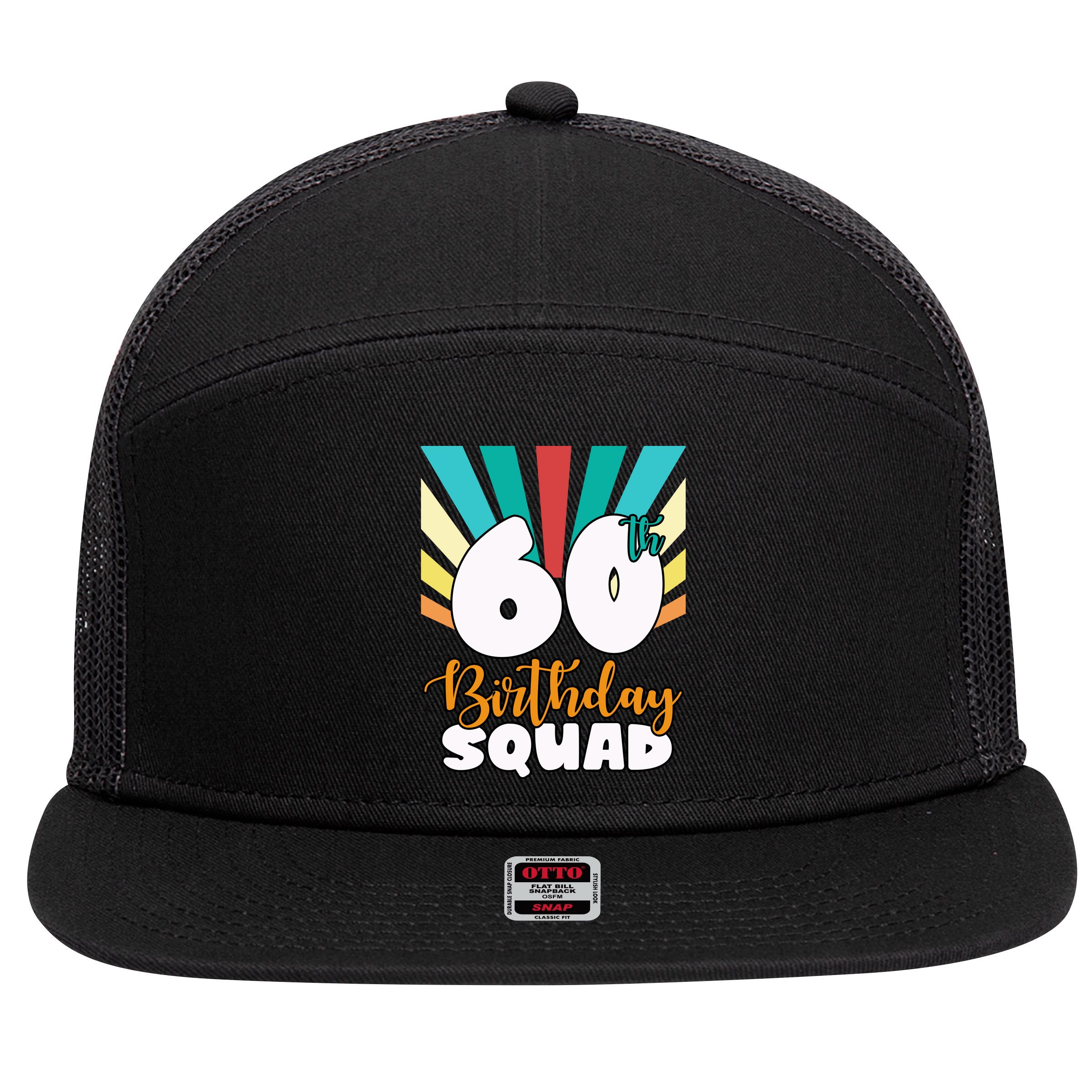 60th Birthday Squad 60 Years Old 7 Panel Mesh Trucker Snapback Hat