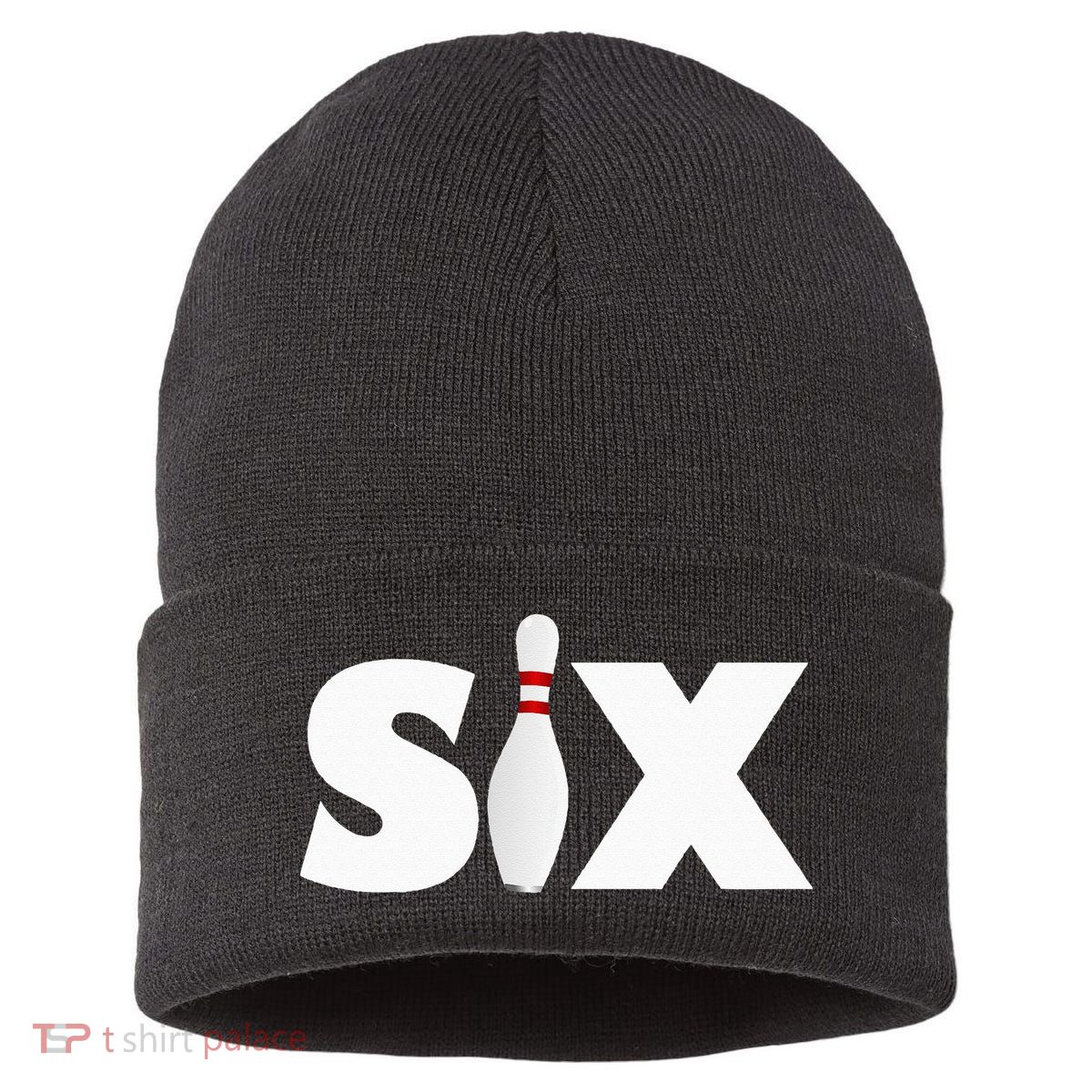6th Birthday Six 6 Years Old Bowling Party 2013 Birthday Sustainable Knit Beanie