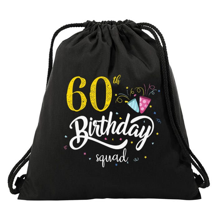 60th Birthday Squad 60 Party Crew Group Friends BDay Gift Drawstring Bag