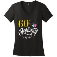 60th Birthday Squad 60 Party Crew Group Friends BDay Gift Women's V-Neck T-Shirt