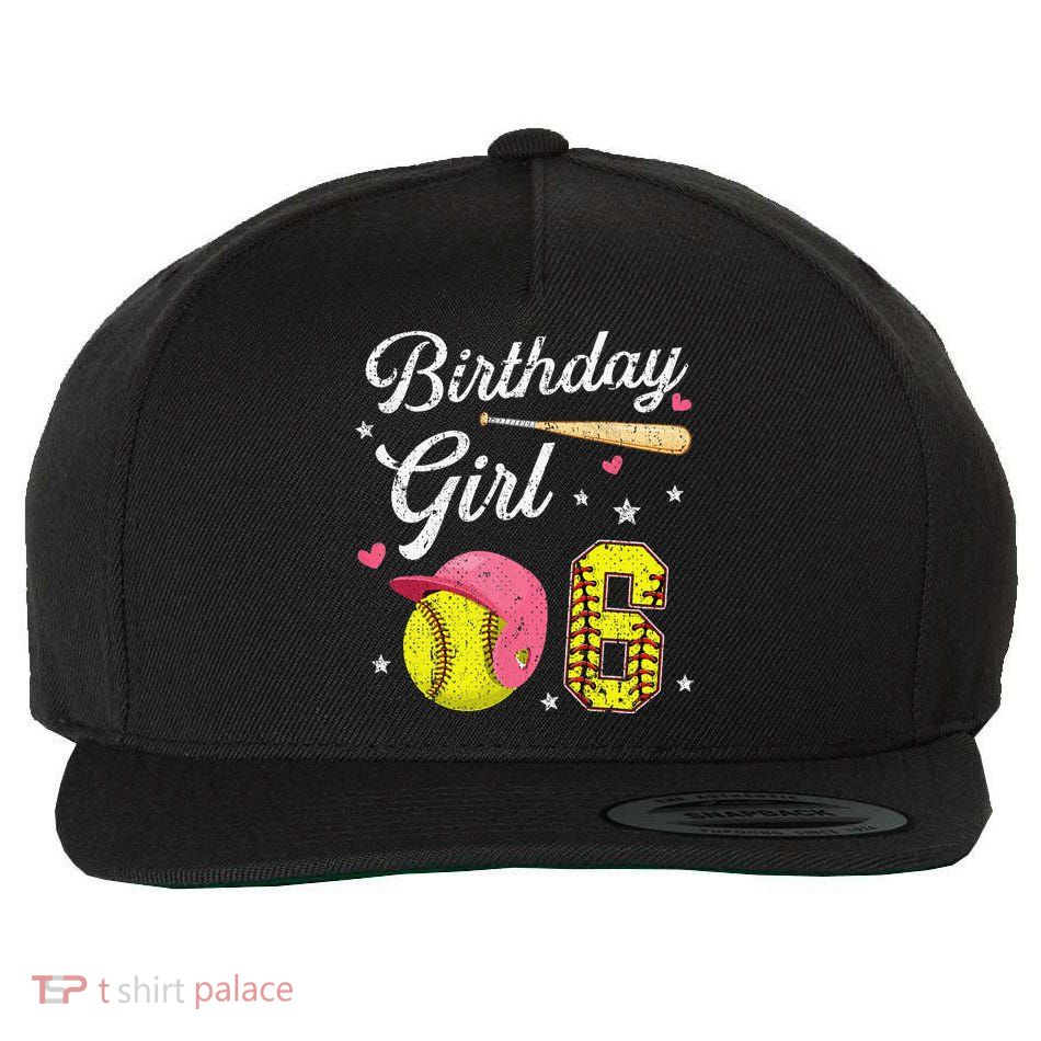 6th Birthday Softball Player Themed Six 6 Years Old Wool Snapback Cap