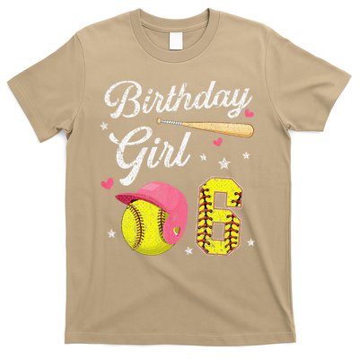 6th Birthday Softball Player Themed Six 6 Years Old T-Shirt