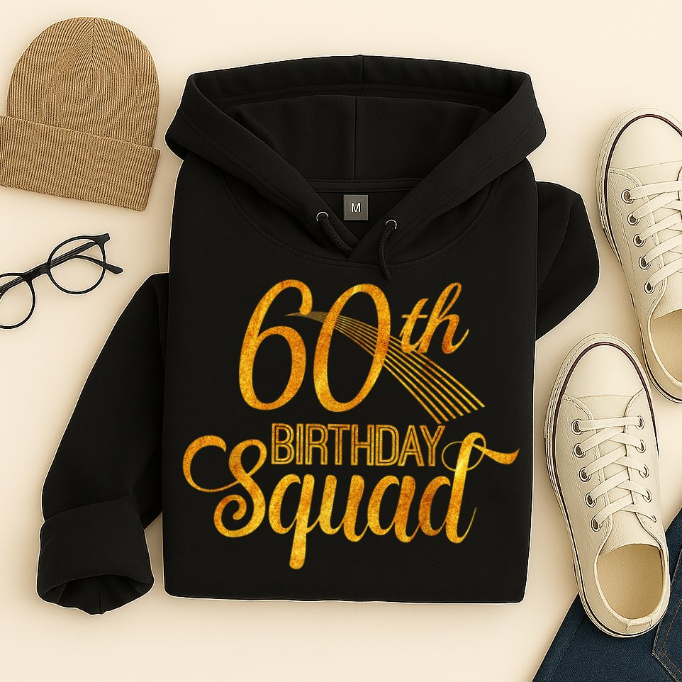 60th Birthday Squad Party Bday Yellow Gold Hoodie