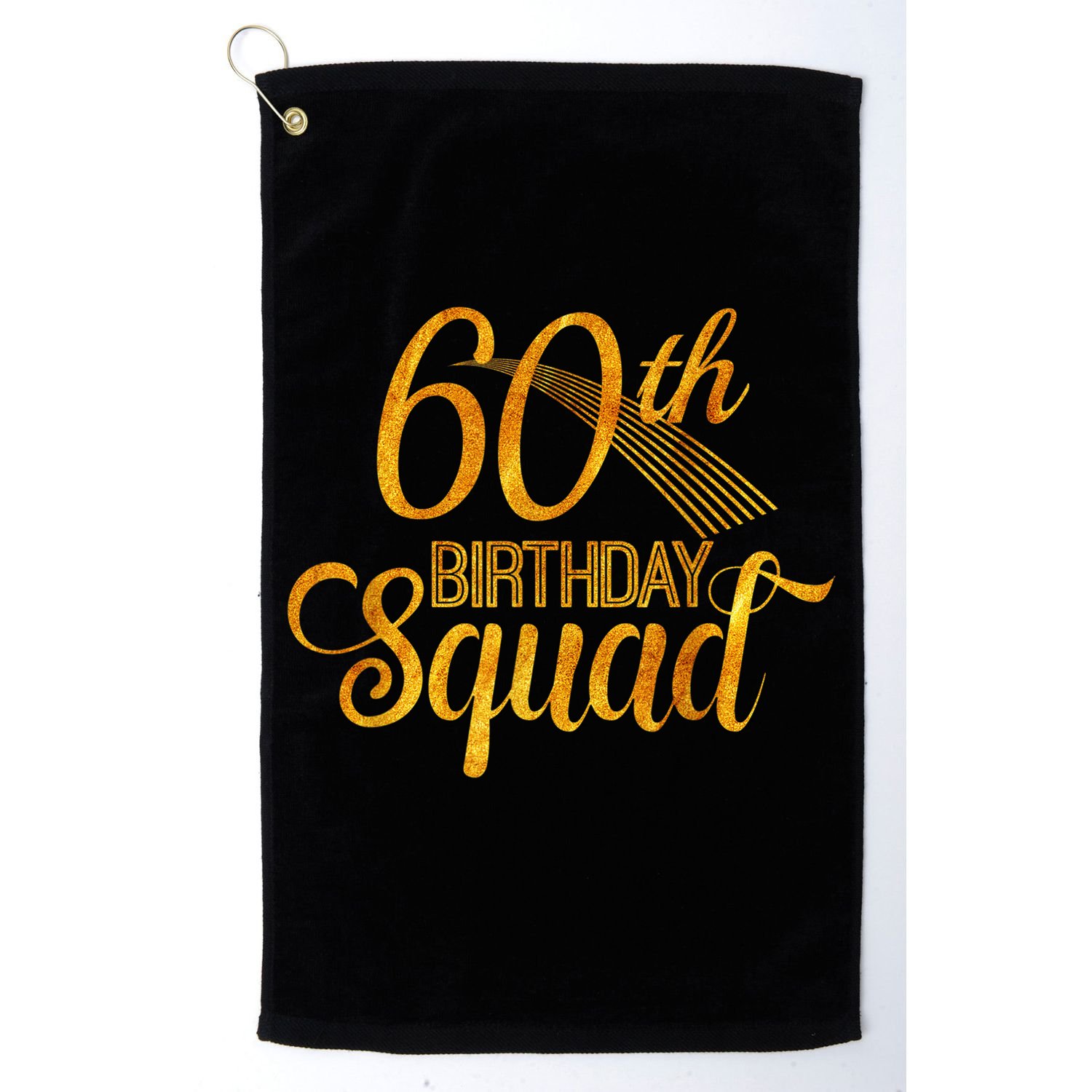 60th Birthday Squad Party Bday Yellow Gold Golf Towel