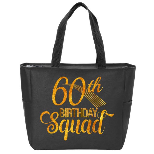 60th Birthday Squad Party Bday Yellow Gold Zip Tote Bag