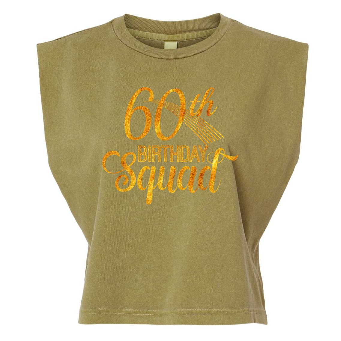 60th Birthday Squad Party Bday Yellow Gold Garment-Dyed Women's Muscle Tee