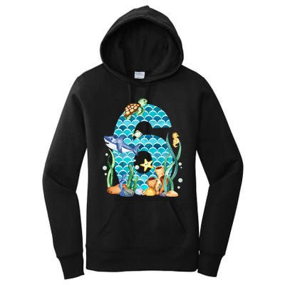 6th Birthday Sea Fish Ocean Animals Aquarium 6 Year Old Women's Pullover Hoodie