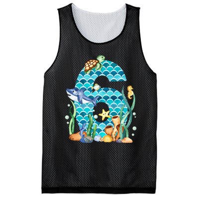 6th Birthday Sea Fish Ocean Animals Aquarium 6 Year Old Mesh Reversible Basketball Jersey Tank